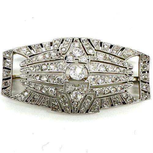 Broche Broche Art déco en platine et or blanc 750 avec diamants 58 Facettes Z15B51526