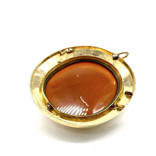 Pendentif Pendentif camée en volume en or jaune 750 et agate 58 Facettes Z15B51550