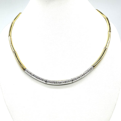 Collier Collier rigide articulé bicolore en or jaune et blanc 750 et diamants 58 Facettes Z15B51552