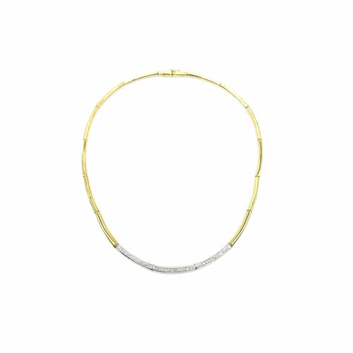 Collier Collier rigide articulé bicolore en or jaune et blanc 750 et diamants 58 Facettes Z15B51552