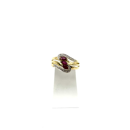 Bague 56 Bague en or bicolore 750, rubis et diamants 58 Facettes Z15B51584