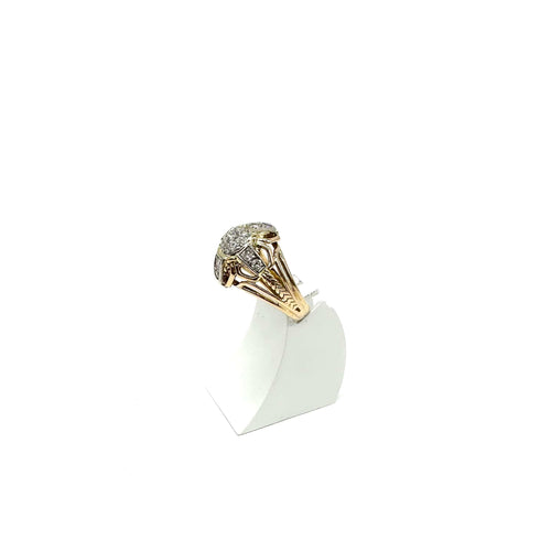Bague 58 Bague dôme en or jaune 750 et platine, diamants 58 Facettes Z15B51716