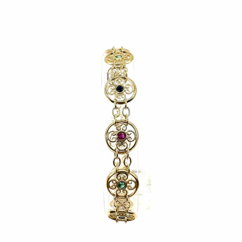 Bracelet Bracelet en or jaune 750 millièmes avec saphirs, rubis et émeraudes 58 Facettes Z15B51728