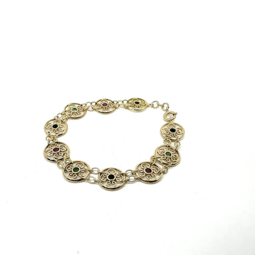 Bracelet Bracelet en or jaune 750 millièmes avec saphirs, rubis et émeraudes 58 Facettes Z15B51728