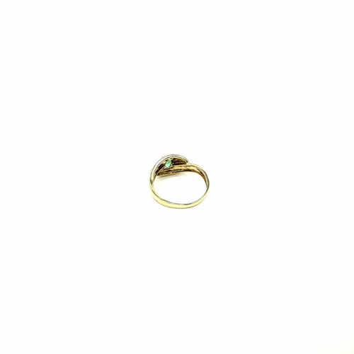 61 Bague en or jaune 750 avec émeraude et diamants 58 Facettes Z15B51783