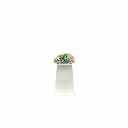 61 Bague en or jaune 750 avec émeraude et diamants 58 Facettes Z15B51783