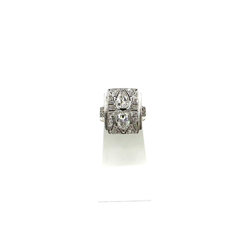 Bague 53 Bague Art déco en platine et or blanc 750 avec diamants 58 Facettes Z15B51787