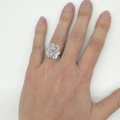 Bague 53 Bague Art déco en platine et or blanc 750 avec diamants 58 Facettes Z15B51787