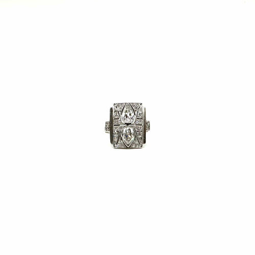 Bague 53 Bague Art déco en platine et or blanc 750 avec diamants 58 Facettes Z15B51787