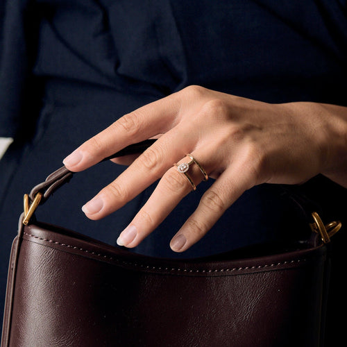 Bague 52.5 MESSIKA - GLAM'AZONE 2 rangs - Bague en or rose et diamants 58 Facettes DV11154-9