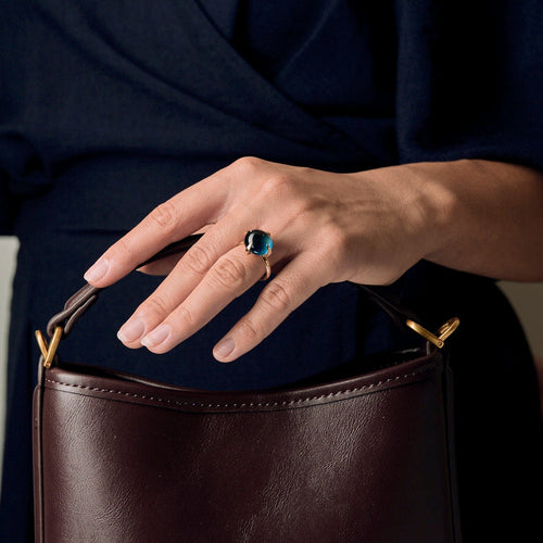 Bague 53 Pomellato - Veleno  - Bague en or rose, topaze blue london. 58 Facettes DV19401-1