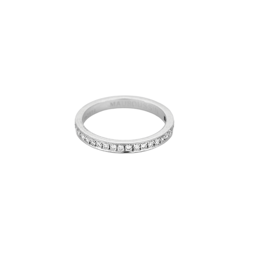 Bague 54 MAUBOUSSIN - Demie alliance en or gris et diamants 58 Facettes DV19774-1