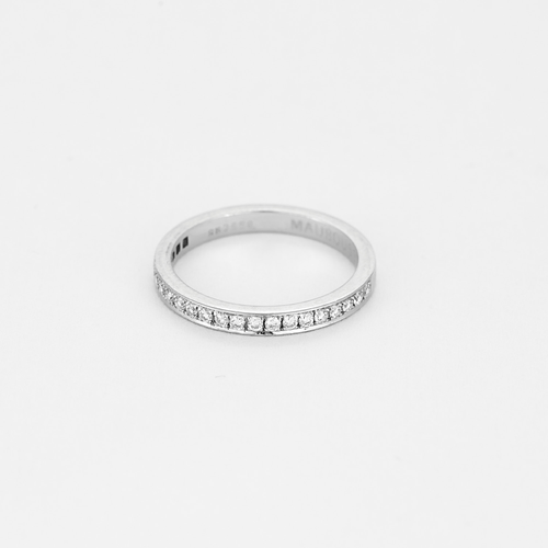 Bague 54 MAUBOUSSIN - Demie alliance en or gris et diamants 58 Facettes DV19774-1