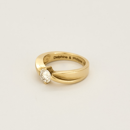 Bague 50 Bague Solitaire en or jaune et diamants 58 Facettes DV19968-1-50-2