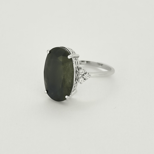 Bague 53 Bague en or blanc, saphir et diamants 58 Facettes DV17703-1