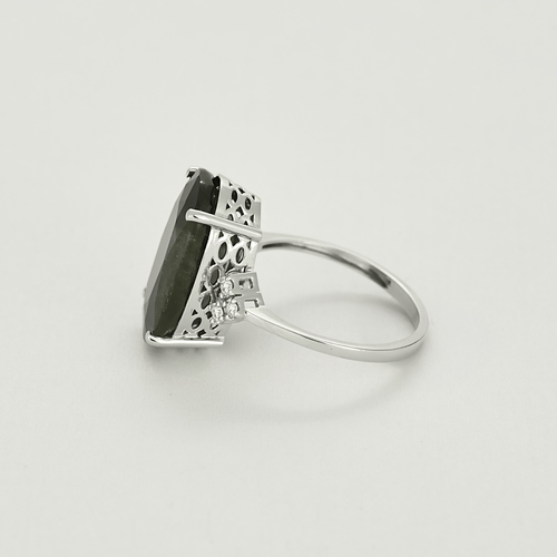 Bague 53 Bague en or blanc, saphir et diamants 58 Facettes DV17703-1