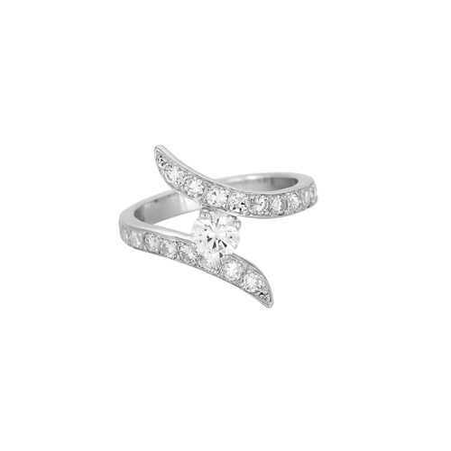 Bague en or gris et diamants