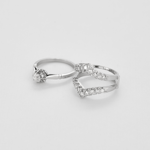 50.5 Bague duo en or gris, platine et diamants 58 Facettes DV9424-5-505