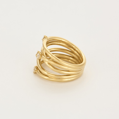 Bague 53 Bague moderniste en or jaune et et diamants 58 Facettes DV0712-2-53-02