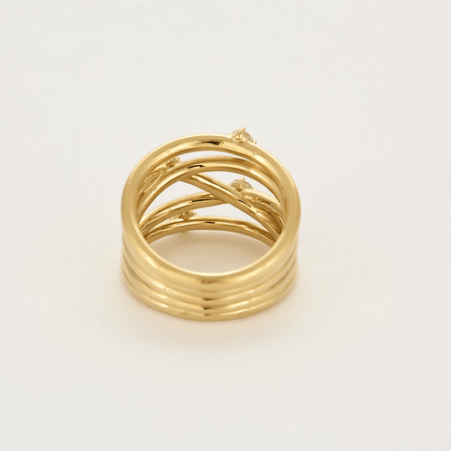Bague 53 Bague moderniste en or jaune et et diamants 58 Facettes DV0712-2-53-02