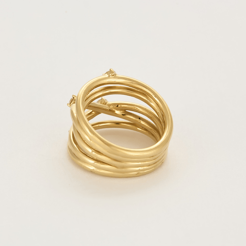 Bague 53 Bague moderniste en or jaune et et diamants 58 Facettes DV0712-2-53-02