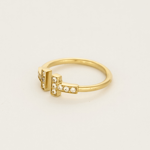 Bague 50 TIFFANY AND CO - Bague T-WIRE or jaune diamants 58 Facettes DV0379-25-50-2