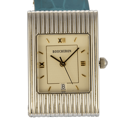 Montre BOUCHERON - Reflet - Montre en acier à boitier rectangulaire à mouvement quartz 58 Facettes DV18772-1