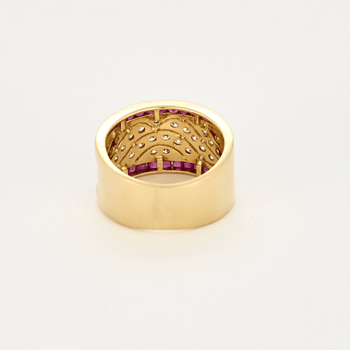 Bague 49 Bague bandeau en or jaune, diamants et rubis 58 Facettes DV20378-1