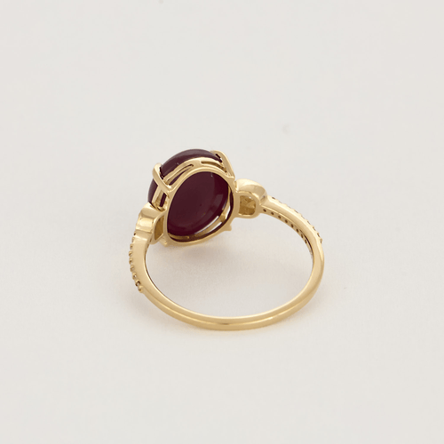 Bague 55 Bague en or 14K et rubis cabochon 58 Facettes DV20258-1-DV0882-1