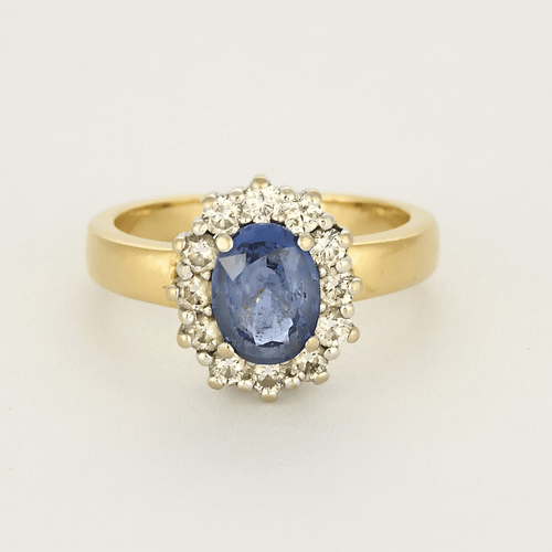 Bague 51 Bague marguerite en or jaune et or gris saphir et diamants 58 Facettes DV17778-1