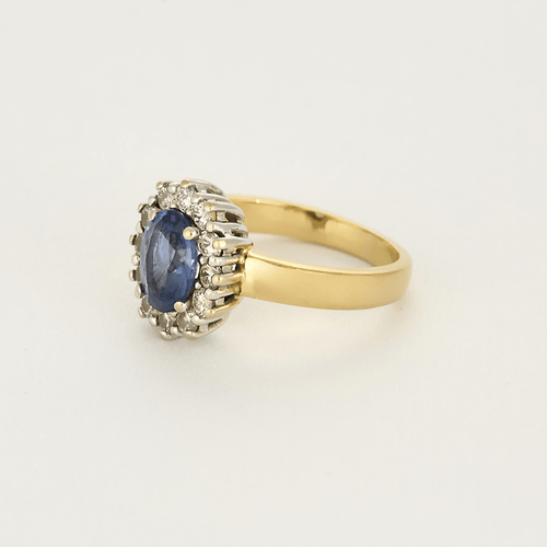Bague 51 Bague marguerite en or jaune et or gris saphir et diamants 58 Facettes DV17778-1