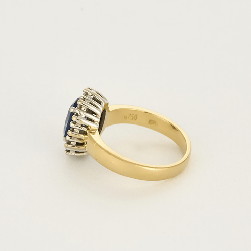 Bague 51 Bague marguerite en or jaune et or gris saphir et diamants 58 Facettes DV17778-1