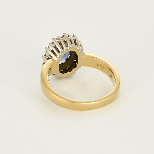 Bague 51 Bague marguerite en or jaune et or gris saphir et diamants 58 Facettes DV17778-1