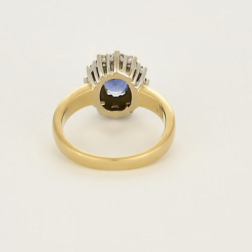 Bague 51 Bague marguerite en or jaune et or gris saphir et diamants 58 Facettes DV17778-1