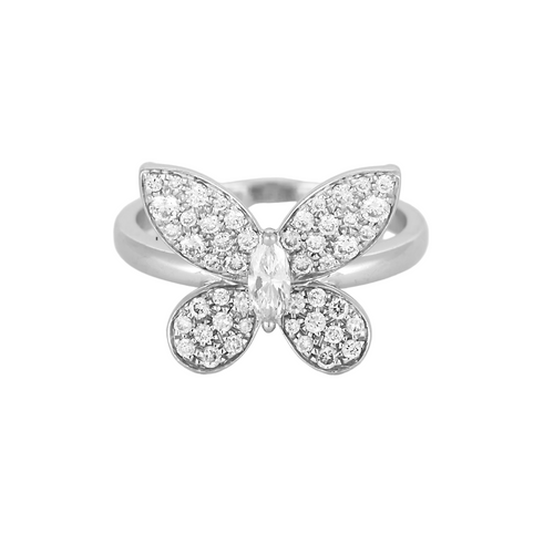 Bague 52 Graff - Butterfy - Mini bague en or gris et diamants 58 Facettes DV19643-3