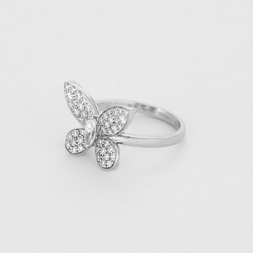 Bague 52 Graff - Butterfy - Mini bague en or gris et diamants 58 Facettes DV19643-3