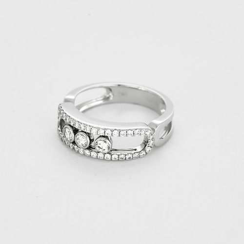 Bague 53 Messika  Bague Move Classique Pavée en or blanc et diamants 58 Facettes DV6731-5-53-2