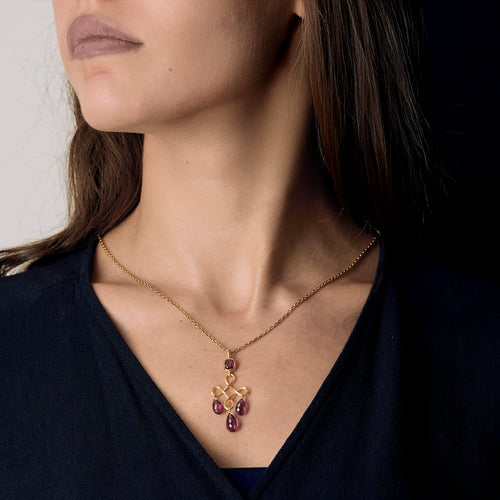 Marie Helene de Taillac - Pendentif girandole en or jaune et tourmaline rose 58 Facettes DV3020-29