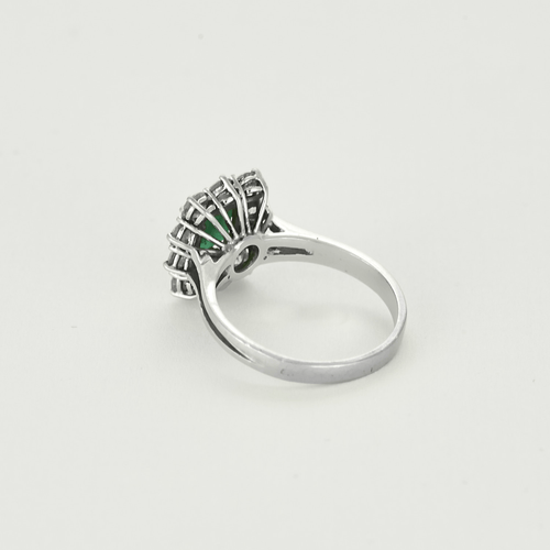 Bague 55 Bague marguerite en or gris émeraude et diamants 58 Facettes DV21287-2-DV0882-1