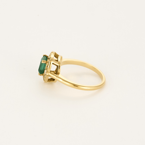 Bague 53 Bague en or jaune émeraude et diamants 58 Facettes DV20524-1