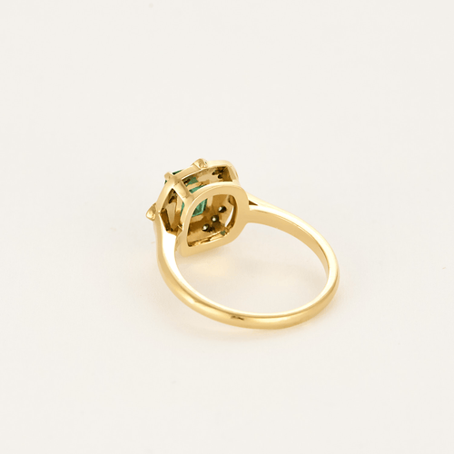 Bague 53 Bague en or jaune émeraude et diamants 58 Facettes DV20524-1
