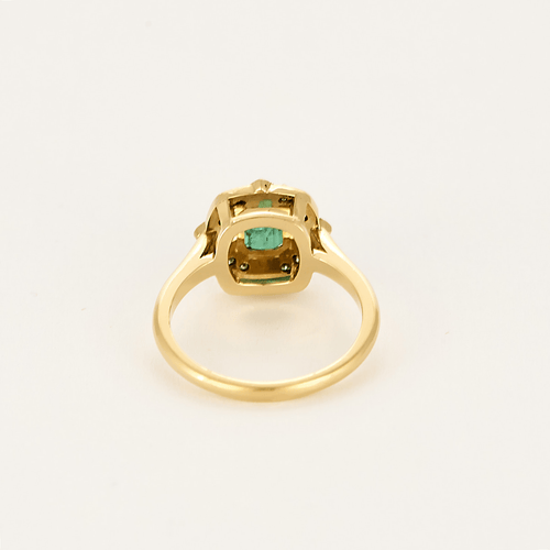 Bague 53 Bague en or jaune émeraude et diamants 58 Facettes DV20524-1
