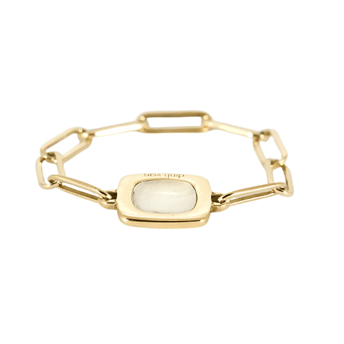 57 DINH VAN - Impression - Bague souple en or jaune et nacre blanche 58 Facettes DDV21154-2-57-3