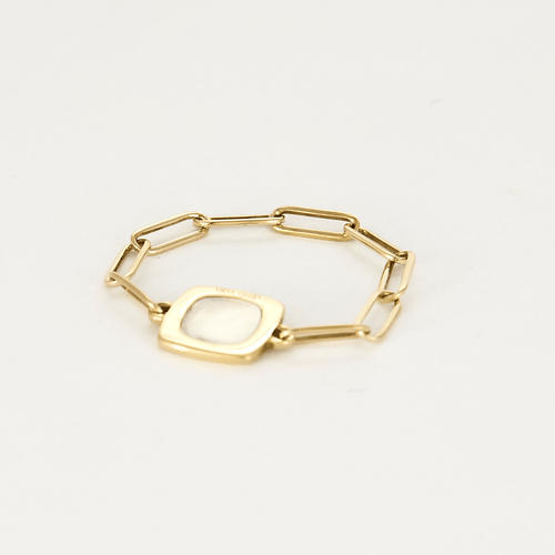 57 DINH VAN - Impression - Bague souple en or jaune et nacre blanche 58 Facettes DDV21154-2-57-3