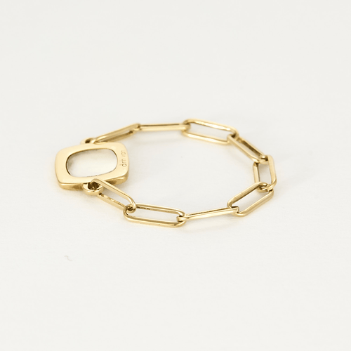 57 DINH VAN - Impression - Bague souple en or jaune et nacre blanche 58 Facettes DDV21154-2-57-3