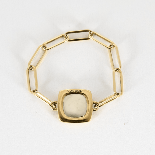 57 DINH VAN - Impression - Bague souple en or jaune et nacre blanche 58 Facettes DDV21154-2-57-3