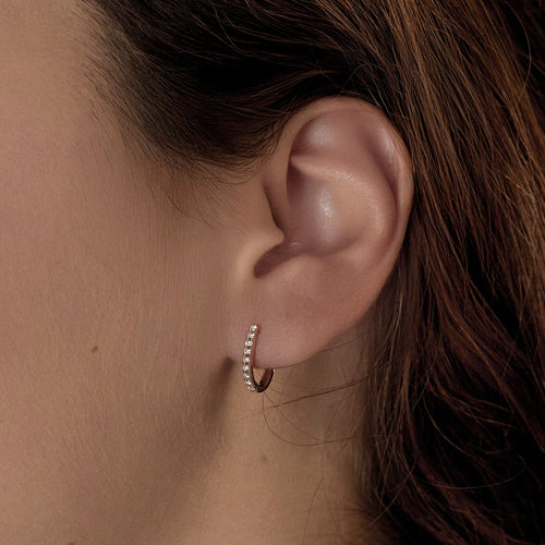 Boucles d'oreilles Messika - Créoles Gatsby XS  en or rose et diamants 58 Facettes DV20419-2