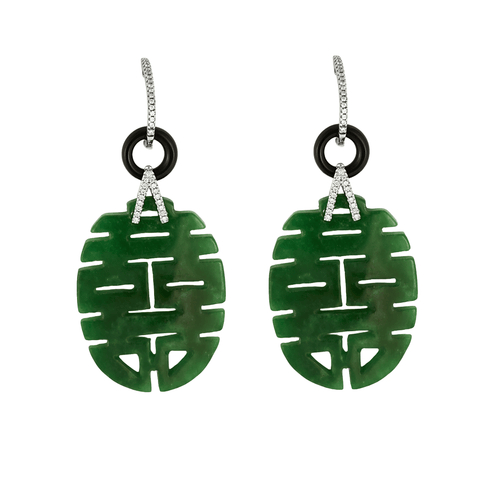 Boucles d'oreilles Boucles d'oreilles or gris jade et diamants 58 Facettes DV15669-2