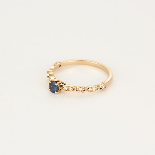 Bague 56 Fine Bague en or rose , diamants et saphir 58 Facettes DDV4732-2