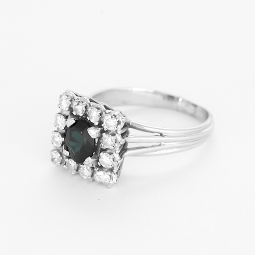 Bague 56 Bague en or gris, saphir et diamants 58 Facettes DDV21771-1